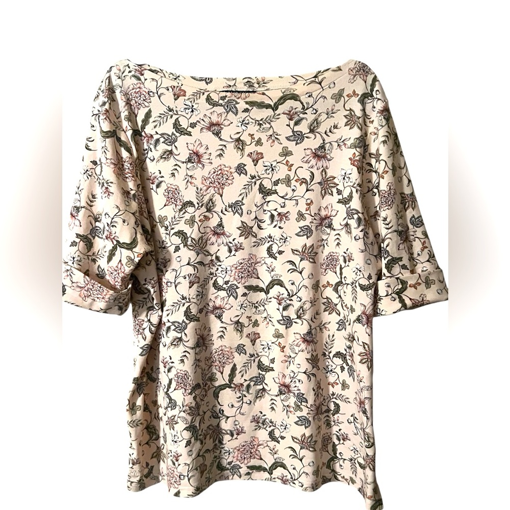 Lauren Ralph Lauren LRL Floral Stretch Cotton Boatneck Tee 2X plus size - Picture 2 of 11